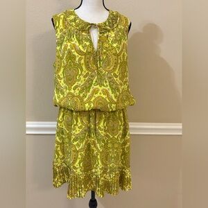 Banana Republic Yellow Paisley pleated dress